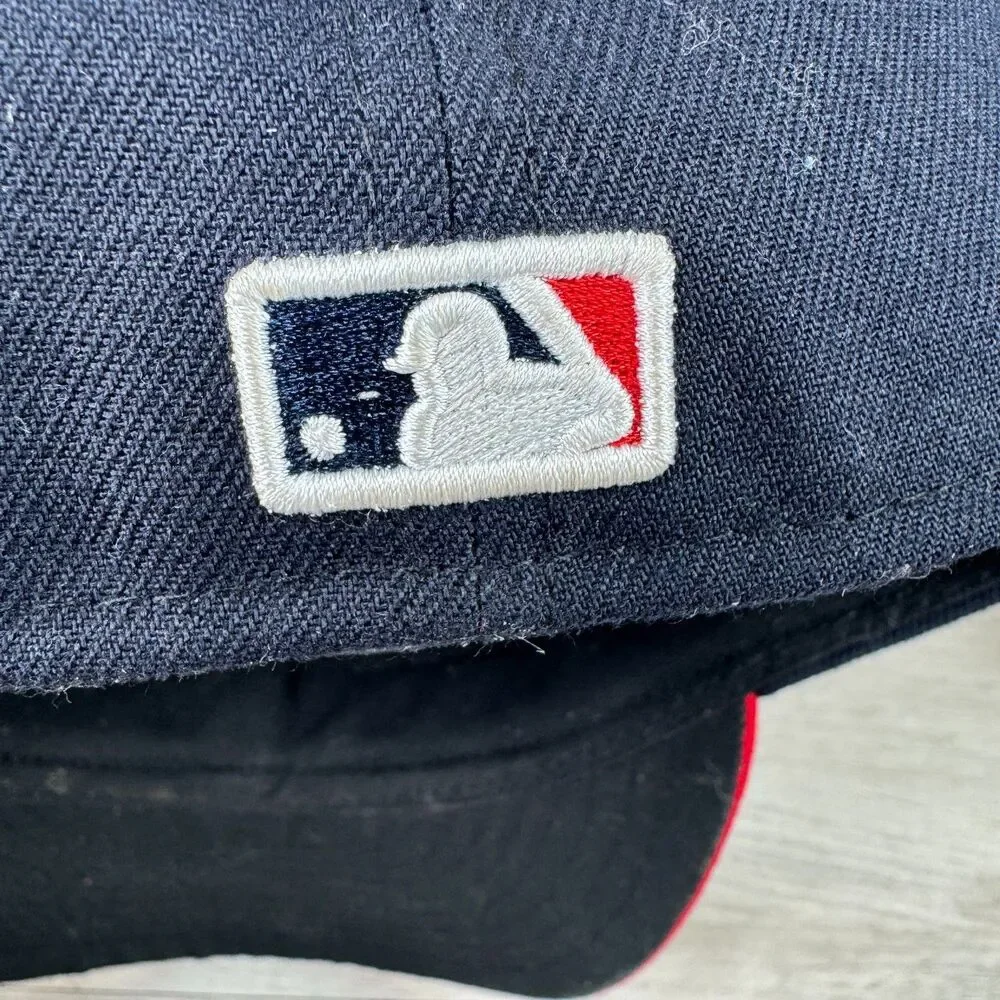 New Era Cleveland 59Fifty Guardians Baseball Cap Mens 7 1/8 Navy Red Fitted Hat